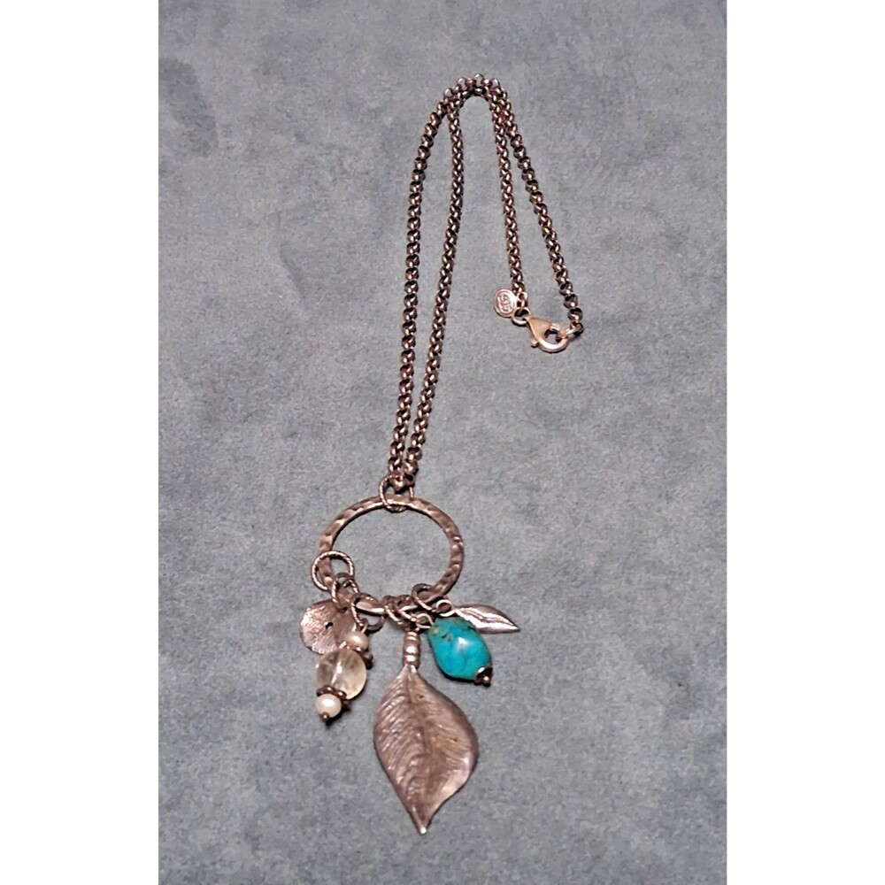 Silpada Sterling Silver Pearl Crystal Turquoise Charm Necklace